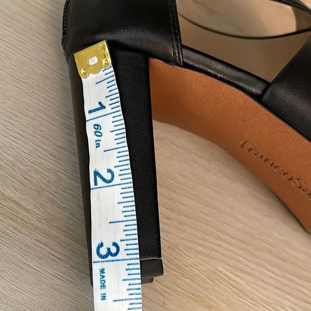 Franco Sarto Women’s‎ Habra Sandal Heel Open Toe Strappy Buckle Size 7.5 M Black